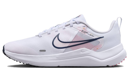 Nike Downshifter 12 Амортизация Устойчивость к истиранию Дышащий Низкий Топ Повседневные Беговые кроссовки Женские Белый Розовый