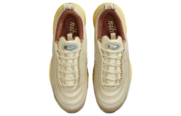 Nike Air Max 97 Текстиль Кожа Дышащий Низкий Топ Повседневные Кроссовки для Бега Женские Кокосовое Молоко