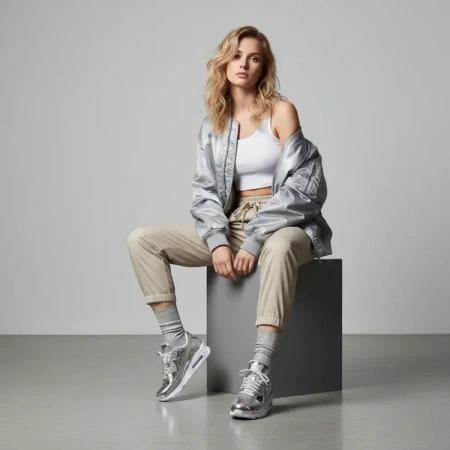Nike Air Max 90 Low Топ Повседневные беговые кроссовки Женские Серебряные