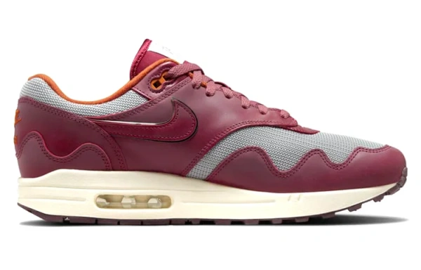 Patta X Nike Air Max 1 Амортизация Дышащий Низкий Верх Повседневные Беговые Кроссовки Унисекс Красный