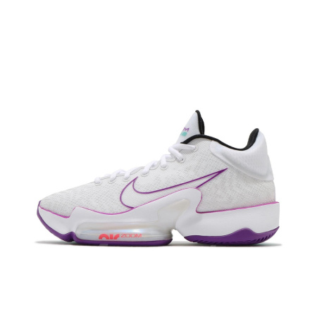 Nike Zoom Rize 2 EP Ткань Амортизация Противоскользящие MID Топ Баскетбольные кроссовки Унисекс Белый Фиолетовый