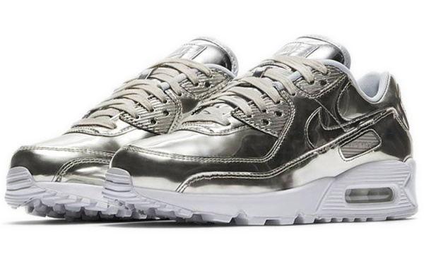 Nike Air Max 90 Low Топ Повседневные беговые кроссовки Женские Серебряные