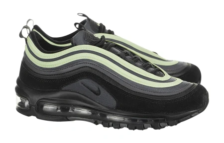 Nike Air Max 97 Текстиль Синтетическая кожа Низкие кроссовки для бега на длинные дистанции GS Черный Зеленый