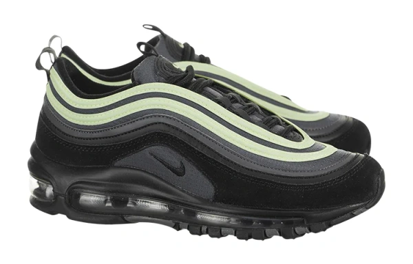 Nike Air Max 97 Текстиль Синтетическая кожа Низкие кроссовки для бега на длинные дистанции GS Черный Зеленый
