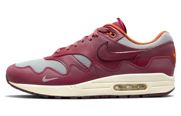 Patta X Nike Air Max 1 Амортизация Дышащий Низкий Верх Повседневные Беговые Кроссовки Унисекс Красный