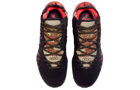 Nike Lebron 17 E EP 'Courage' Драконий узор Высокие баскетбольные кроссовки для игры Унисекс Черный Красный