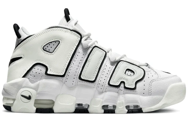 Nike Air More Uptempo Белый цвет вершины MID Топ Винтажные баскетбольные кроссовки Женские Белый Черный