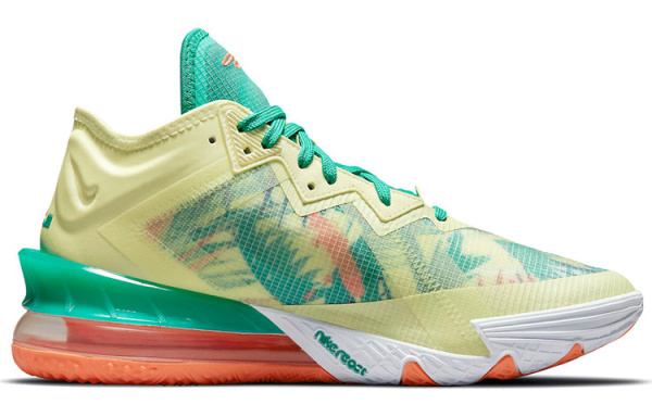 NIKE Lebron 18 Low EP 'Лето REFRESH' Лимонный Чай Удобный Текстиль Синтетическая Кожа TPU