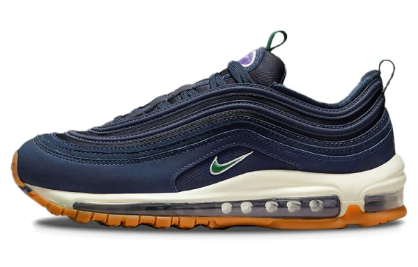 Nike Air Max 97 Текстиль Кожа Амортизация Износостойкие Низкие Повседневные Беговые Кроссовки Женские Синие