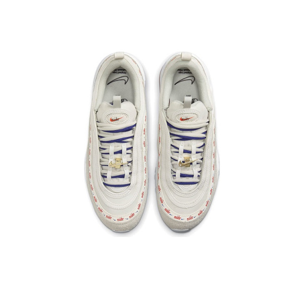 Nike Air Max 97 Сетка Кожа Низкий Верх Повседневные Беговые Кроссовки Женские Бежевый Красный Синий