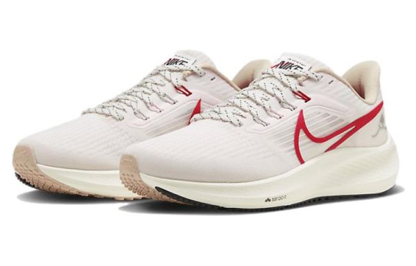 Nike Air Zoom Pegasus 39 Кожа Низкий Верх Повседневная ТРЕНИРОВОЧНАЯ БЕЖЕВАЯ КРОКОВАЯ Обувь Женская Белая Красная