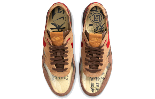 CLOT X Nike Air MAX 1 Low Топ Воздушная Подушка Повседневные Беговые Кроссовки Унисекс Коричневый Желтый