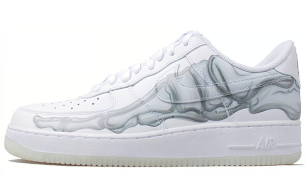 Nike Air Force 1 QS Череп AF1 Нескользящие Легкие Низкие Кроссовки для Скейтбординга Унисекс Белый Серый