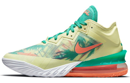 NIKE Lebron 18 Low EP 'Лето REFRESH' Лимонный Чай Удобный Текстиль Синтетическая Кожа TPU