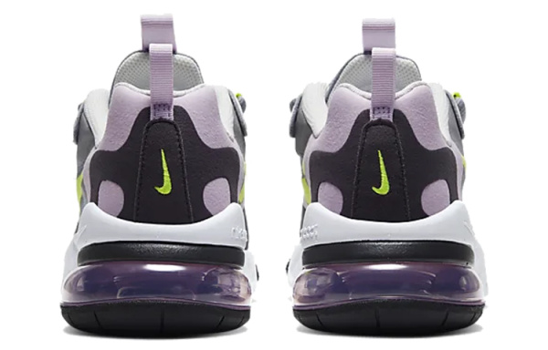 Nike Air Max 270 React Устойчивые к истиранию Низкие Кроссовки для Беговых Занятий Детские Ледяной Светло-фиолетовый