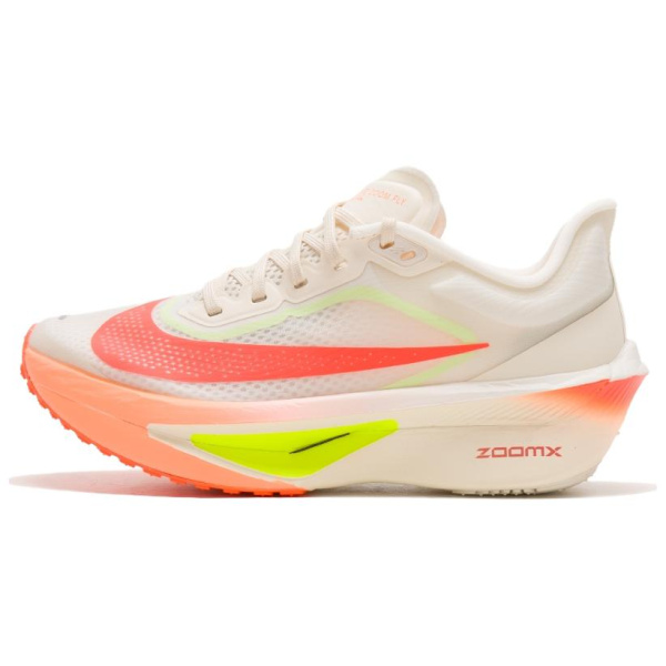 Nike Zoom Fly 6 Дышащий Низкий Топ ZOOMX Тренировочные Гоночные Беговые Кроссовки Женские Белый Оранжевый