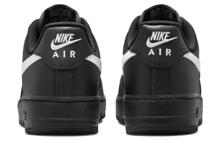 Nike Air Force 1 Кожа Устойчивая к истиранию Низкие Кроссовки для скейтбординга Унисекс Черный Белый