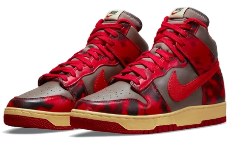 Nike Dunk High Топ Скейтборд Кроссовки Унисекс Серый Красный