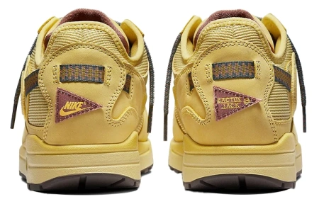 Travis Scott X Nike Air Max 1 Устойчивые к истиранию низкие повседневные беговые кроссовки унисекс Сатурн Золото