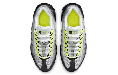 Nike Air Max 95 OG Неон Синтетическая кожа Амортизация Низкие детские беговые кроссовки Серый Черный Зеленый
