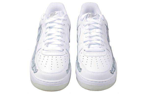Nike Air Force 1 QS Череп AF1 Нескользящие Легкие Низкие Кроссовки для Скейтбординга Унисекс Белый Серый