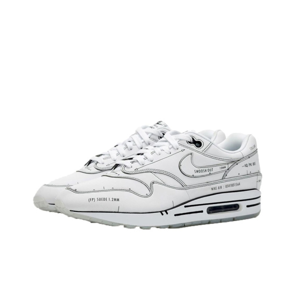 Nike Air Max 1 Кожа Низкие Кроссовки для Бега Унисекс Белые
