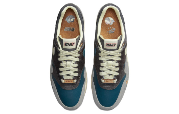 Kasina X Nike Air Max 1 Low Топ Повседневные беговые кроссовки Унисекс Серый Синий