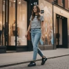 Nike Air Force 1 Кожа Устойчивая к истиранию Низкие Кроссовки для скейтбординга Унисекс Черный Белый