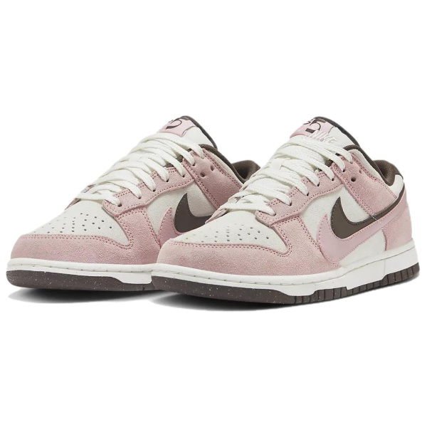 Nike Dunk Low Double Swoosh Кожа Амортизация Низкие Кроссовки для скейтбординга Женские Розовые