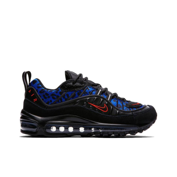 Nike Air Max 98 Black Panther Mesh Low-Top Марафон Беговые кроссовки Женские Черные Синие