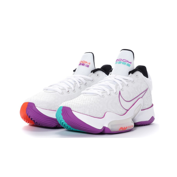 Nike Zoom Rize 2 EP Ткань Амортизация Противоскользящие MID Топ Баскетбольные кроссовки Унисекс Белый Фиолетовый