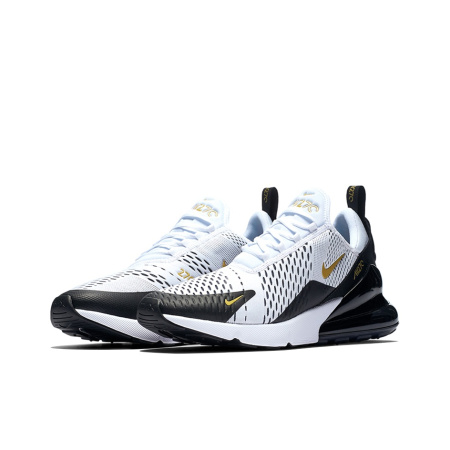 Nike Air Max 270 Ткань Амортизация Баланс Низкий Верх Беговые кроссовки Мужские Черный Белый Золото