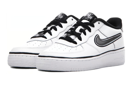 Nike Air FORCE 1 LV8 Устойчивые к истиранию Низкие детские скейтбординговые кеды Белый Черный