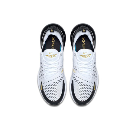 Nike Air Max 270 Ткань Амортизация Баланс Низкий Верх Беговые кроссовки Мужские Черный Белый Золото