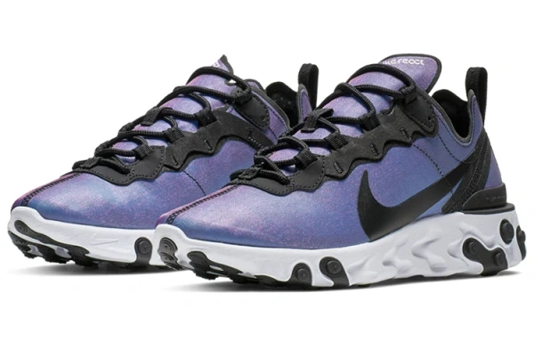 Nike React Element 55 Ткань Амортизация Легкий Низкий Топ Беговые кроссовки Женские Лазерный Фиолетовый