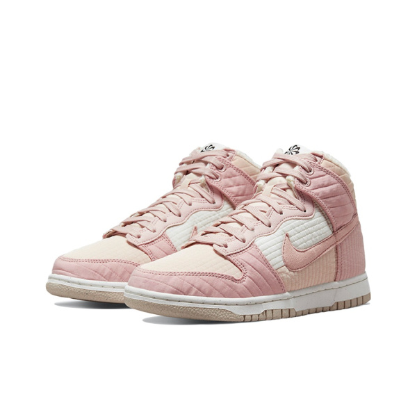 Nike Dunk High LX NN Комфортные Высокие Кроссовки для Скейтбординга Женские Белые Розовые Пэчворк