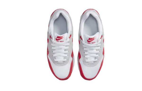 Nike Air Max 1 'Бравый Красный' Удобные Амортизирующие Износостойкие Низкие Кеды для Детей Лайфстайл Серый Красный Белый
