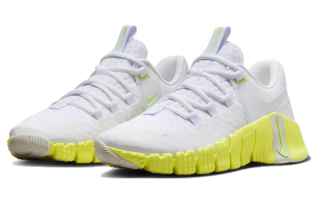 Nike Free Metcon 5 Износостойкие и Легкие Низкие Кроссовки для Тренировок Женские Белые Желтые