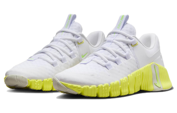 Nike Free Metcon 5 Износостойкие и Легкие Низкие Кроссовки для Тренировок Женские Белые Желтые