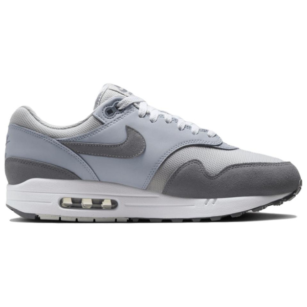 Nike Air Max 1 Устойчивые к истиранию Дышащие Низкие Повседневные Беговые Кроссовки Унисекс Серебристо-Серый