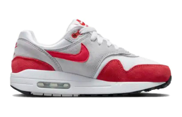 Nike Air Max 1 'Бравый Красный' Удобные Амортизирующие Износостойкие Низкие Кеды для Детей Лайфстайл Серый Красный Белый