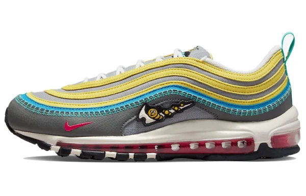 Nike Air Max 97 Износостойкие Дышащие Низкие Повседневные Беговые Кроссовки Мужские Серый Желтый