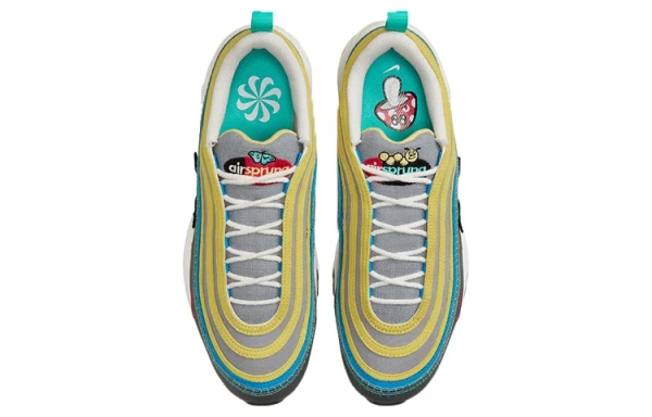 Nike Air Max 97 Износостойкие Дышащие Низкие Повседневные Беговые Кроссовки Мужские Серый Желтый