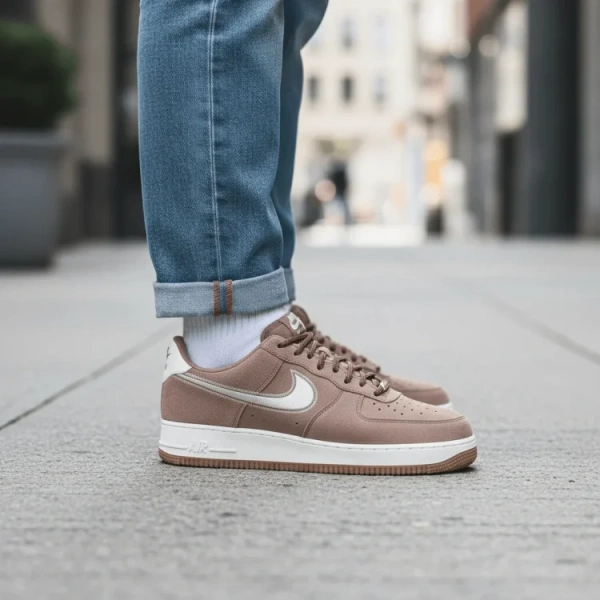 Nike Air Force 1 Slip-Resistant Abrasion-Resistant Low-Top Скейтборд Кроссовки Мужские Коричневые