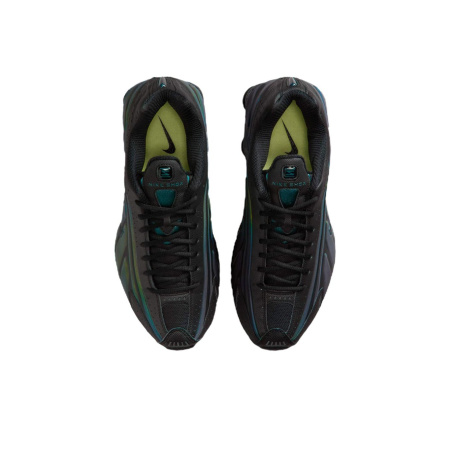 Nike Shox R4 Дышащие Беговые Кроссовки Мужские Черные Зеленые