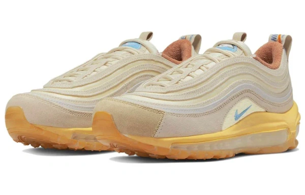 Nike Air Max 97 Текстиль Кожа Дышащий Низкий Топ Повседневные Кроссовки для Бега Женские Кокосовое Молоко