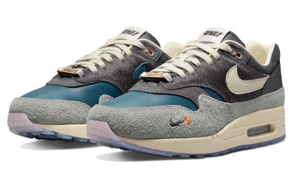 Kasina X Nike Air Max 1 Low Топ Повседневные беговые кроссовки Унисекс Серый Синий