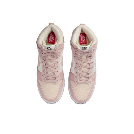 Nike Dunk High LX NN Комфортные Высокие Кроссовки для Скейтбординга Женские Белые Розовые Пэчворк