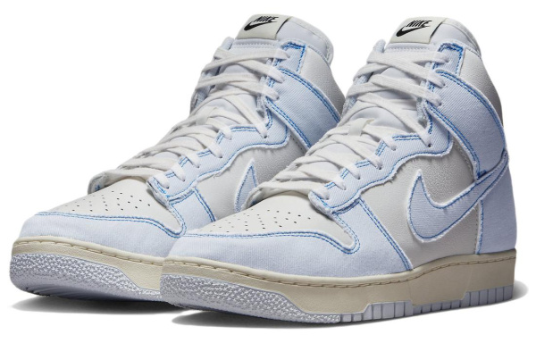 Nike Dunk High 1985 Деним Синий Удобные Высокие Кроссовки для Скейтбординга Унисекс Белый Синий