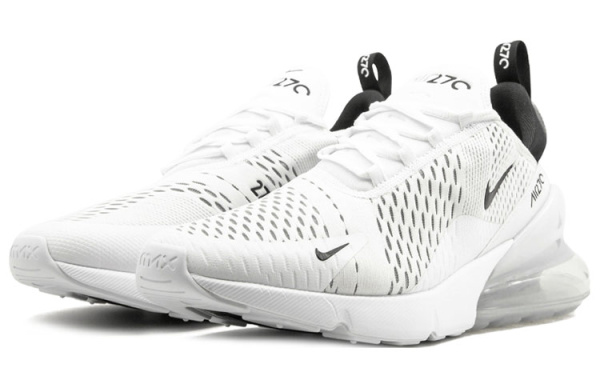 Nike Air Max 270 Ткань Низкие Кроссовки для Бега с Воздушной Подушкой Унисекс Белый Черный